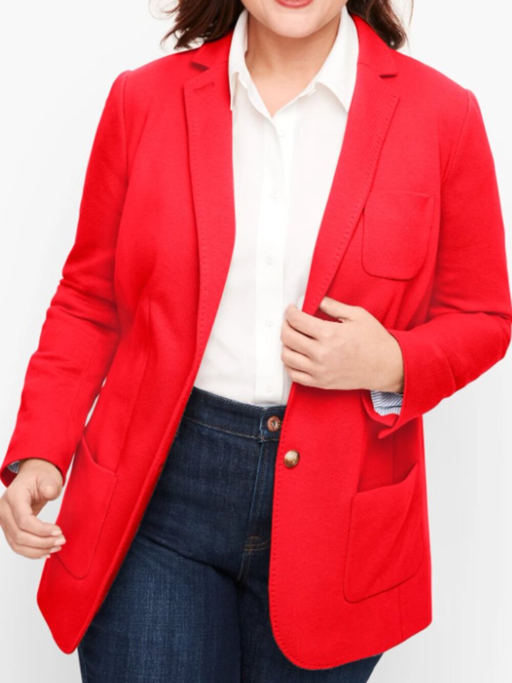 NWT Talbots Aberdeen Piqué Knit Blazer, Two-Button, Red - Womens 18W
